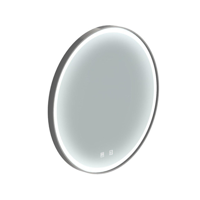 Thebalux Type M spiegel 60x60cm rond met verlichting en spiegelverwarming led zwart aluminium 4SP600