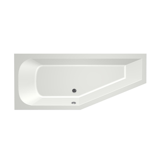 Xenz Lagoon compact ligbad - 170x75cm - met overloop - zonder afvoer - Hoekopstelling links - Acryl Edelweiss mat OUTLETSTORE 6982-03