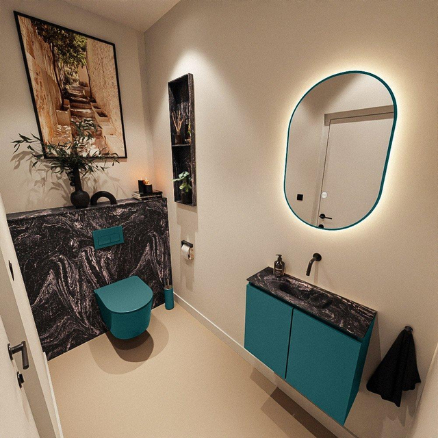 MONDIAZ TURE-DLUX 60cm toiletmeubel Smag. EDEN wastafel Lava positie midden. Zonder kraangat. TUREDX60SMAM0LAV