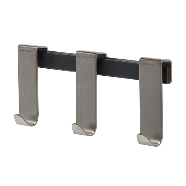 Tiger Caddy Handdoekhaak - voor glaswand - 4 haken - 6-8mm - dubbel RVS geborsteld 1118130942