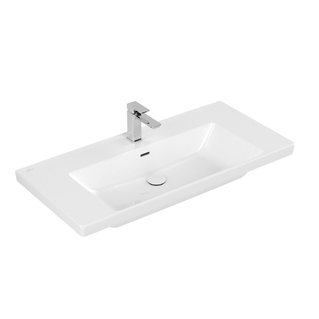 Villeroy & boch Subway 3.0 meubelwastafel 100x47cm 1 kraangat met overloop wit 4a70a501