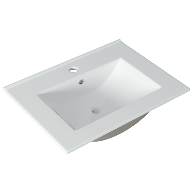 Adema Vygo meubelwastafel - 81x2x46cm - overloop - 1 wasbak - 1 kraangat - keramiek - wit 2080E