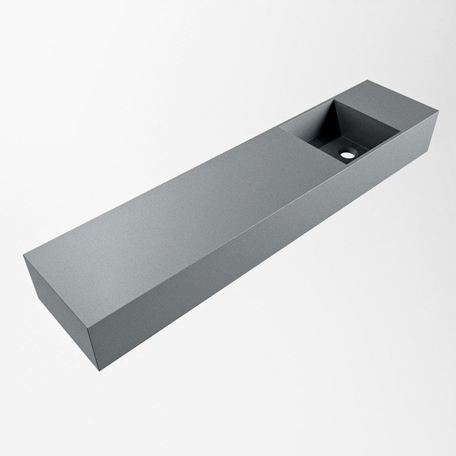 Mondiaz TYNE Fontein - 100x23x12cm - wasbak Rechts - zonder kraangaten - solid surface - Plata TYNE20019PLATA