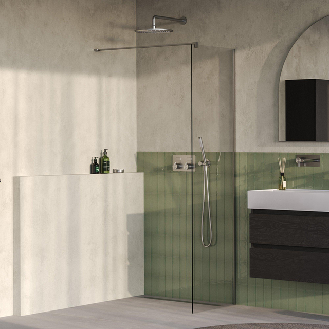 Brauer Oblivion Inloopdouche - 60x200cm - glascoating - helder glas - Geborsteld RVS PVD GS-OBI1H60200NG