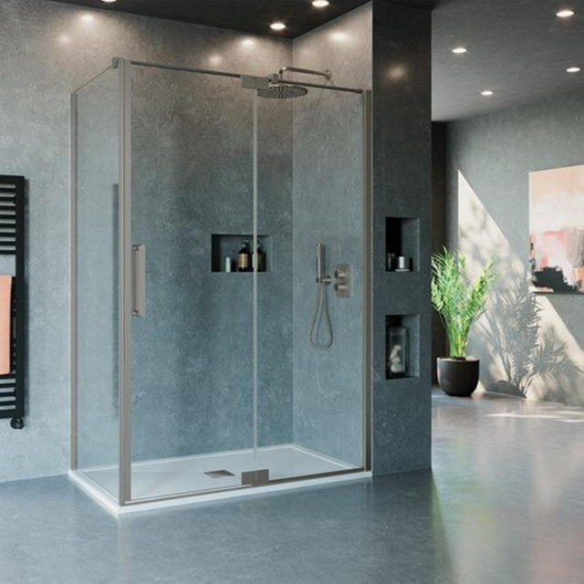 Crosswater Optix 10 zijwand voor in profiel draaiende deur - 80cm - geborsteld rvs OXPDSPVC0800