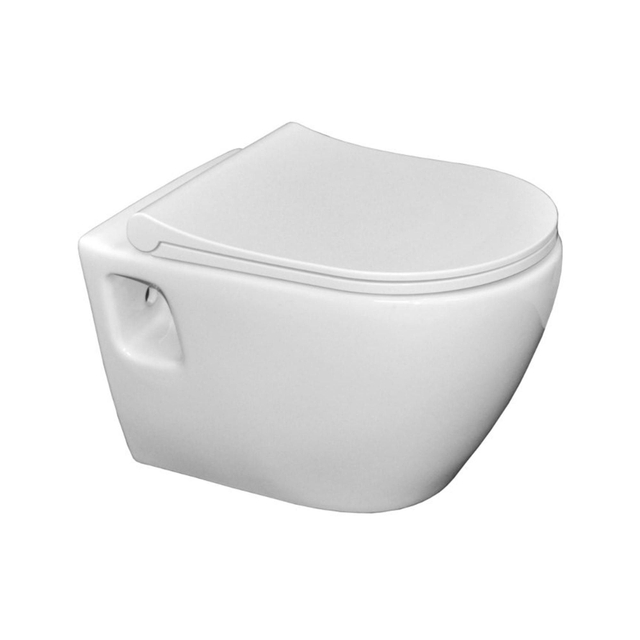 Sanicare Rondo wandcloset inclusief Rondo Slim toiletzitting 51x36cm keramiek wit SK5508SL-SK5508