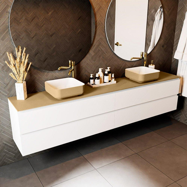 Mondiaz TOP 30 Topblad - 230x30x0.9cm - geschikt voor afdekplaat - Solid surface - Oro T30XIM49863Oro