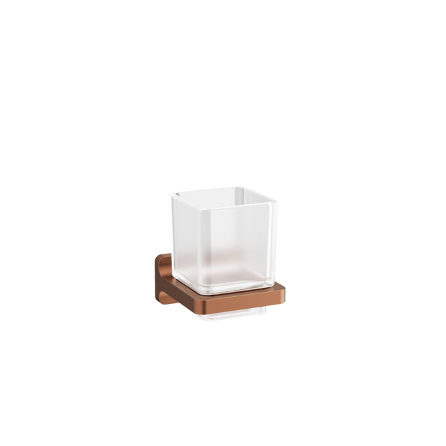 Crosswater Rotar Bekerhouder - 8x9.8x9cm - met beker - vierkant - wandmodel - geborsteld brons RT003BZ