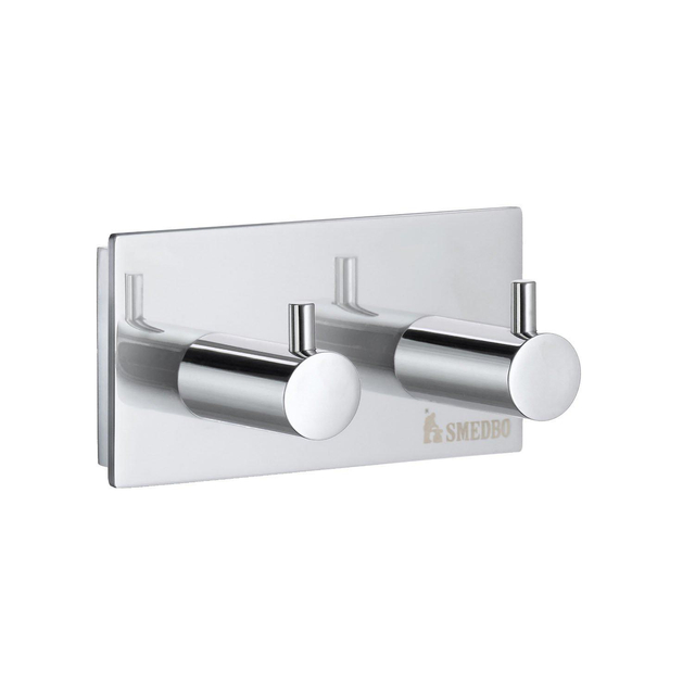 Smedbo Pool Handdoekhaak - 8x4cm - dubbel - chroom ZK356