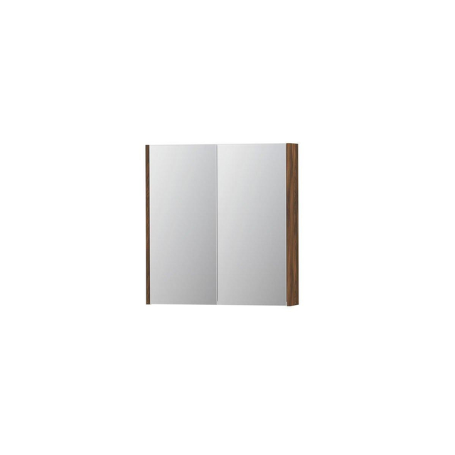 INK SPK2 Spiegelkast 70x14x74cm 2 deuren dubbelzijdige Spiegel schakelaar en stopcontact MFC Noten 1
