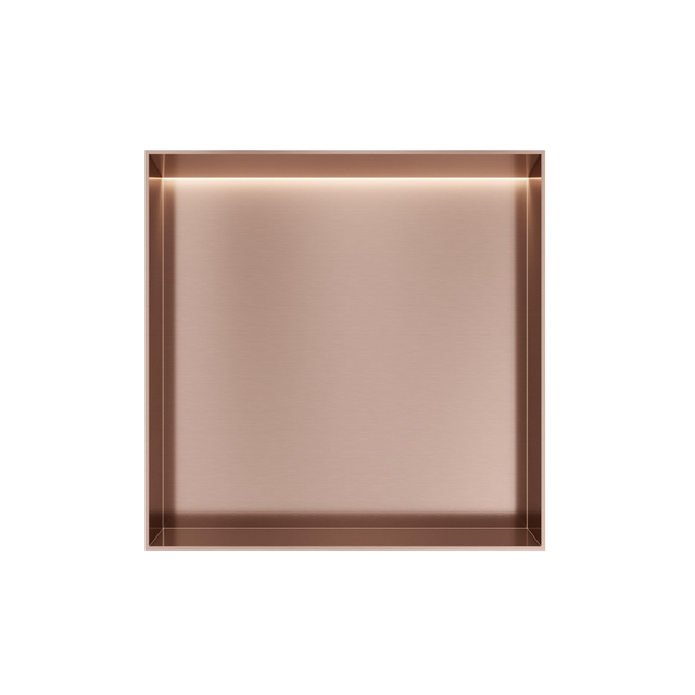 Hotbath &MORE Inbouwbox of inbouwnis - 30x30x10 - frameless + LED - Geborsteld koper PVD BOX030FLBCP