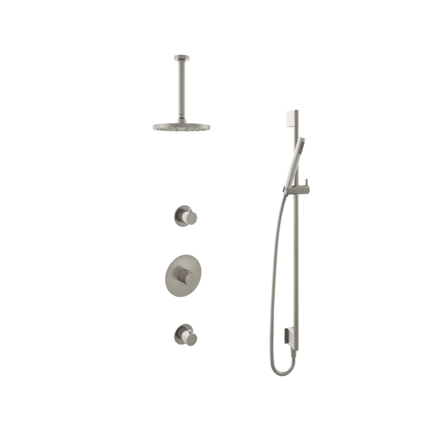 Hotbath Buddy IBS Regendoucheset - 30cm plafondarm - 20cm ronde hoofddouche - staafhanddouche - glijstang - geborsteld nikkel IBS1GN37