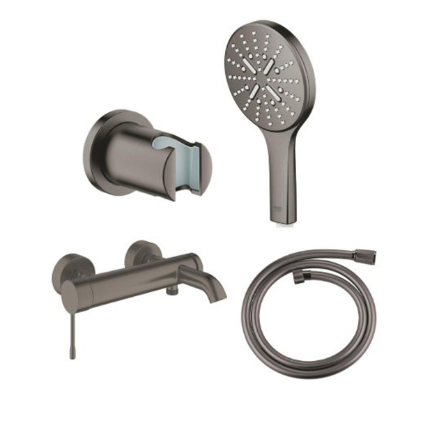 Grohe Essence New bad-/douchekraan met 3 standen handdoucheset en doucheslang brushed hard graphite SW98777/SW98893/SW472379/SW862602