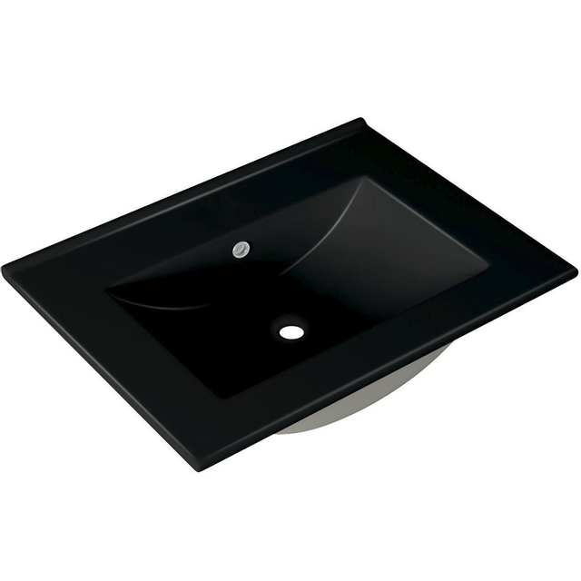 Adema Night meubelwastafel - 61x2x46cm - overloop - 1 wasbak - 0 kraangaten - keramiek - mat zwart 2060E Mat Black