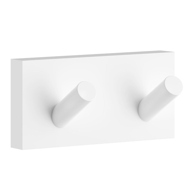 Smedbo House Handdoekhaak - 9x4cm - dubbel - mat wit RX356