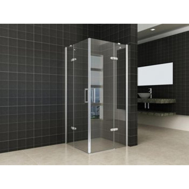 Saniclass Casus Cabine de douche 80x80x200cm Carré accès d'angle verre  clair profilé Noir mat