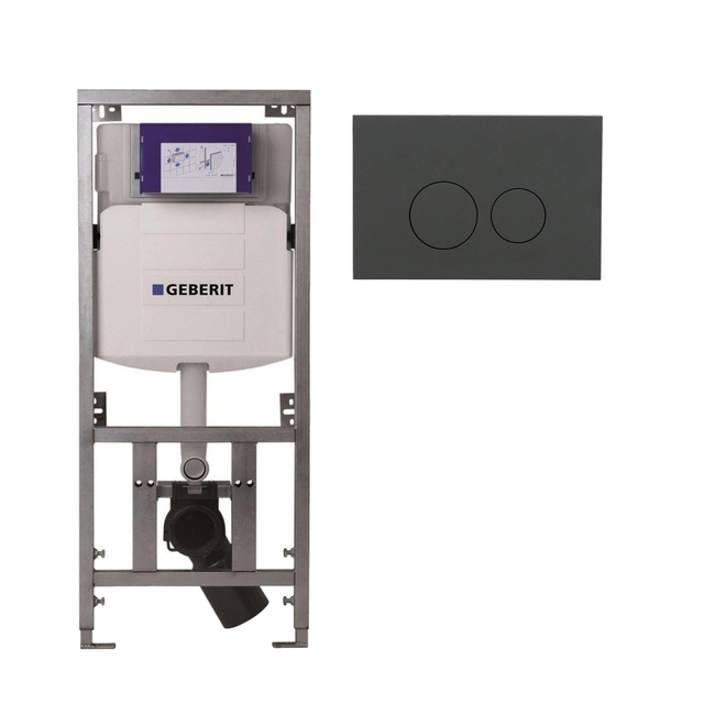 Geberit/Burda Geberit Inbouwreservoir - UP320 - QeramiQ push bedieningsplaat - dualflush - ronde knoppen - kunststof mat antraciet SW1102376 0701131