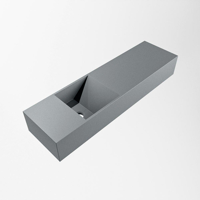 Mondiaz TYNE Fontein - 80x23x12cm - wasbak Links - zonder kraangaten - solid surface - Plata TYNE20012PLATA