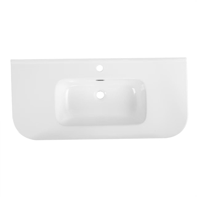 Saniclass Terra Meubelwastafel - 101x46x2cm - afgeronde hoeken - 1 wastafel - 1 kraangat - wit glans SW1418357