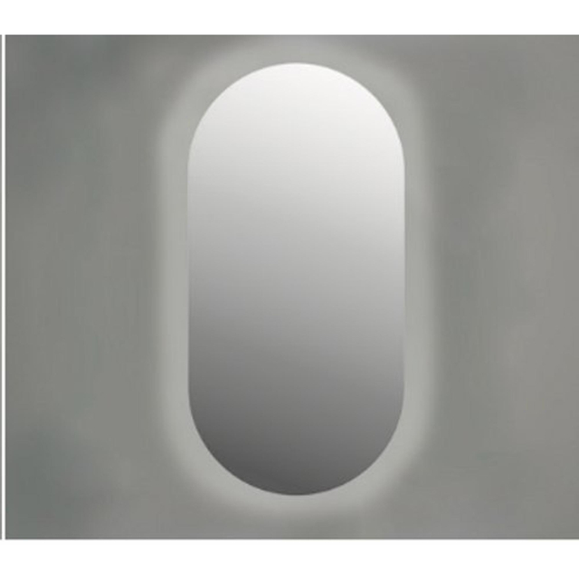 INK SP27 Spiegel - 40x3x80cm - LED onder en boven colour changing - dimbaar - Spiegelverwarming - ovaal - zonder kader - aluminium Spiegel 8409270