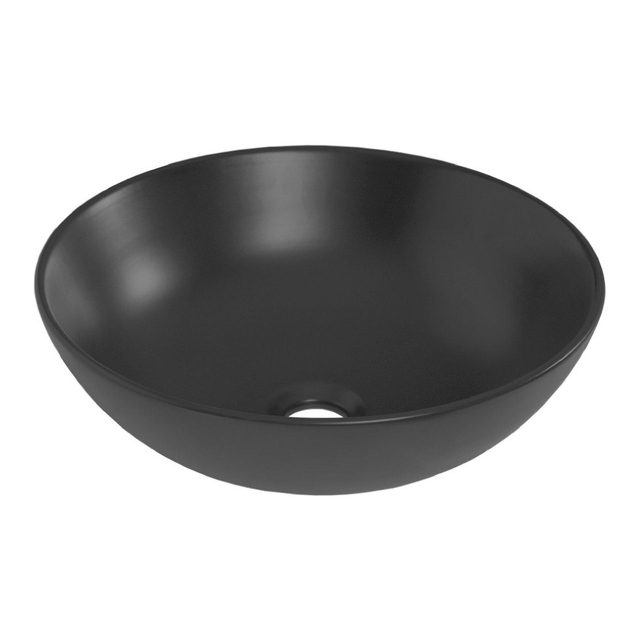 Saniclass San Amigo Waskom opbouw - 40x40x15cm - zonder overloop - rond - keramiek - mat zwart - OUTLET UDEN 8026