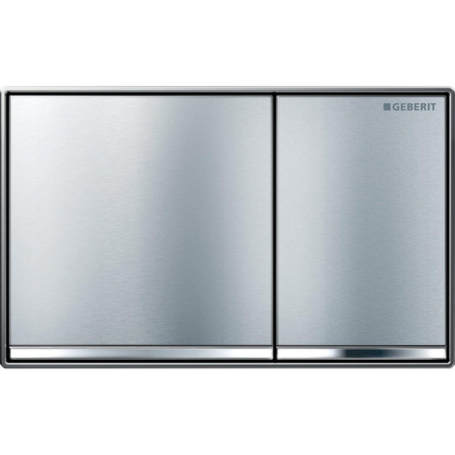 Geberit Omega60 bedieningplaat, 2-toets spoeling frontbediening voor toilet 18.4x11.4cm chroom geborsteld OUTLETSTORE 115081GH1