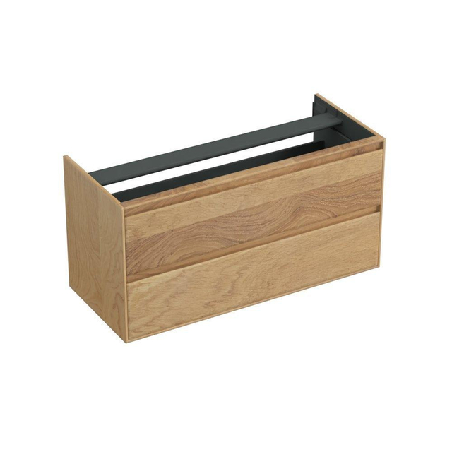 Forzalaqua Reno 2.0 wastafelonderkast 120x51x60cm met 2 softclose greeploze lades Massief Eiken Smoke 8071960