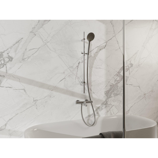 Fortifura Calvi Badkraan - met glijstangset - ronde handdouche - gladde doucheslang - geborsteld RVS PVD (RVS) SW767489/SW799447/SW728177/SW720222
