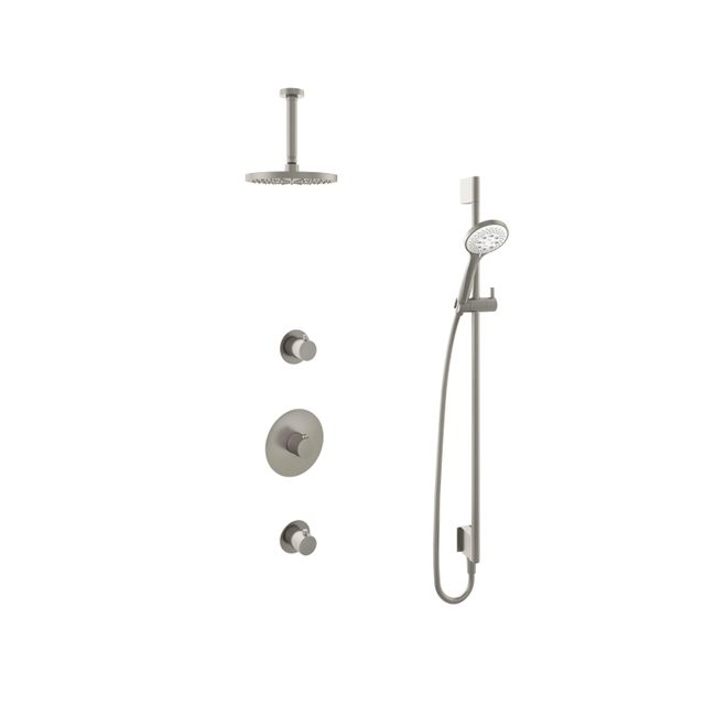 Hotbath Buddy IBS Regendoucheset - 15cm plafondarm - 20cm ronde hoofddouche - 3 standen handdouche - glijstang - geborsteld nikkel IBS1GN127