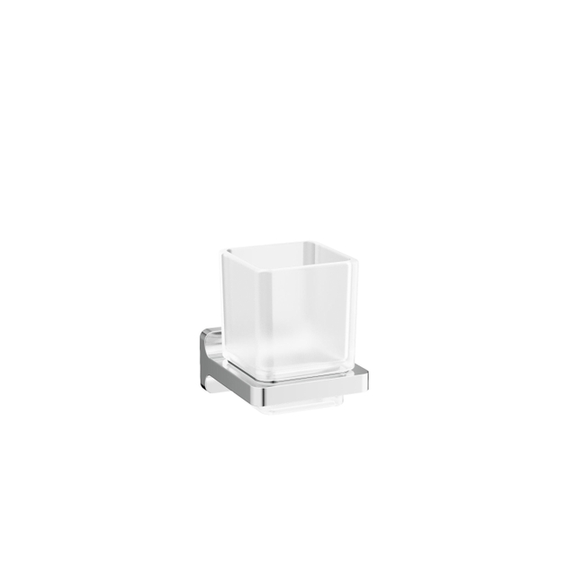 Crosswater Rotar Bekerhouder - 8x9.8x9cm - met beker - vierkant - wandmodel - chroom RT003C