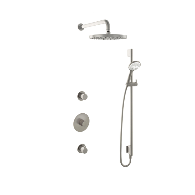 Hotbath Buddy IBS Regendoucheset - 35cm wandarm - 30cm ronde hoofddouche - 3 standen handdouche - glijstang - geborsteld nikkel IBS1GN157