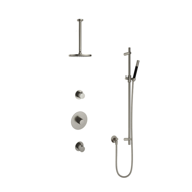 Hotbath Cobber IBS20 Regendoucheset inbouw - 30cm plafondarm - 20cm ronde hoofddouche - staafhanddouche - glijstang - nikkel geborsteld OUTLETSTORE IBS20GN37