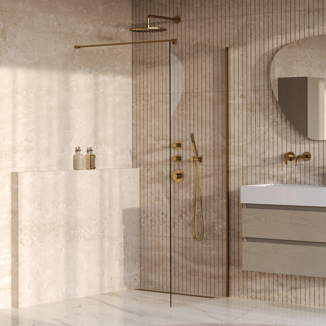 Brauer Oblivion Inloopdouche - 80x200cm - glascoating - helder glas - geborsteld goud PVD GS-OBI1H80200GG