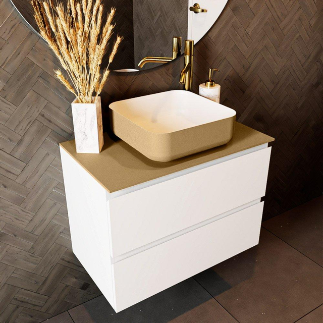 Mondiaz TOP 30 Topblad - 70x30x0.9cm - geschikt voor afdekplaat - Solid surface - Oro T30XIM49847Oro