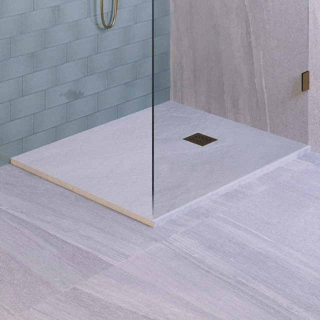BRAUER Asteroid Douchebak 90x120 incl. antislip en antibacterieel mineraalmarmer mat wit DB-AS90120MW