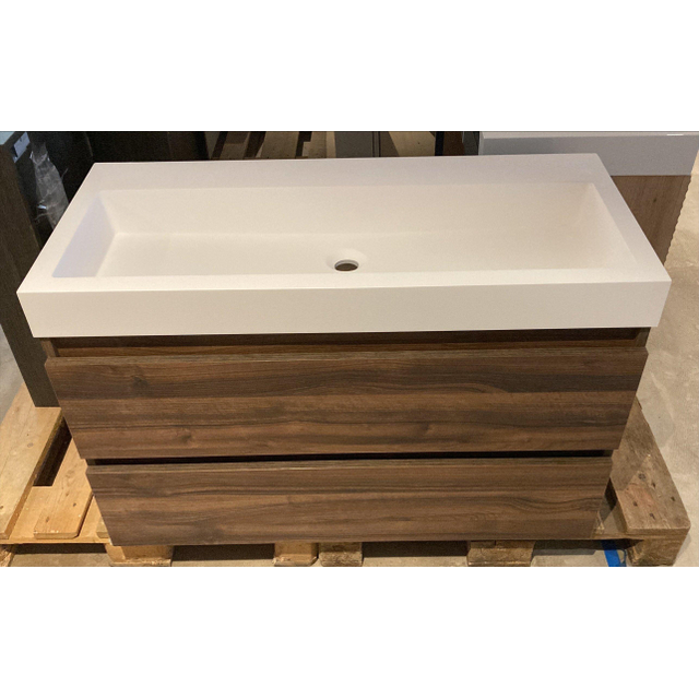 Adema Chaci Badkameronderkast - 100cm - 2 lades - greeploos - noten (hout) OUTLETSTORE 88386