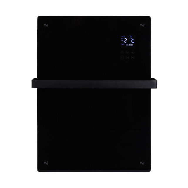 Eurom Alutherm Infrarood paneel 67.1x43.8cm IP24 800watt wifi wand- Verticaal metaal-glas zwart mat 