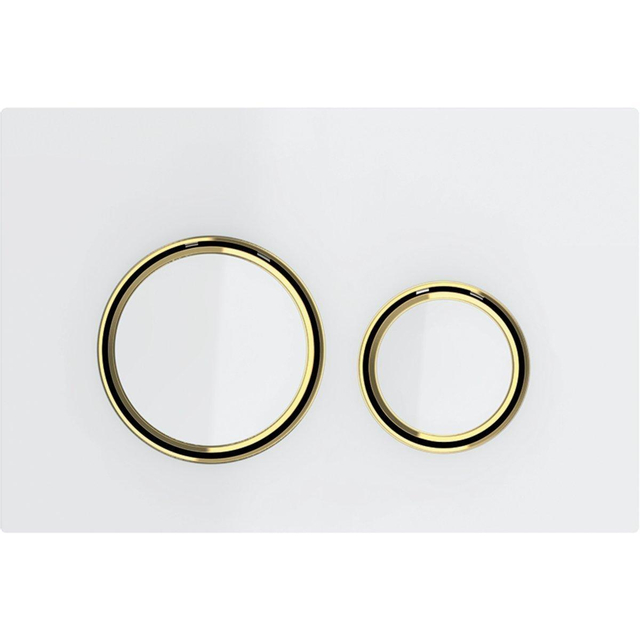Geberit Sigma50 bedieningsplaat - 2-toets spoeling - rond - messing/wit 115.652.SI.1