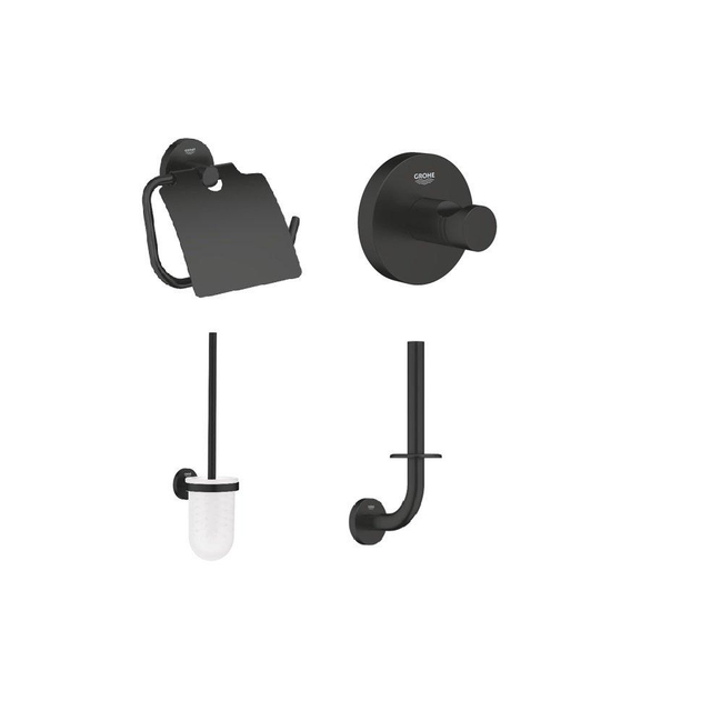 GROHE Essentials Toiletaccessoires - toiletrolhouder - met klep - toiletborstel - handdoekhaak - reserverolhouder - matte black SW1077318/SW1077326/SW1077335/SW1077206