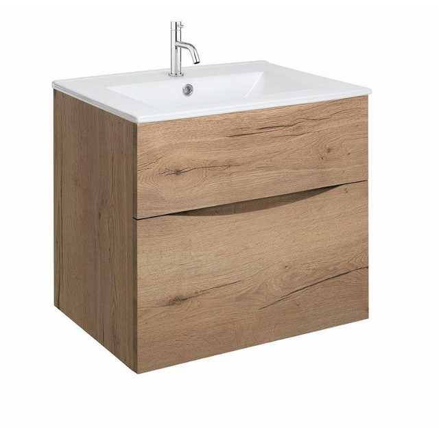 Crosswater Glide II Wastafelonderkast - 60x45x52cm - 2 lades - greeploos -Windsor Oak GL6000D2WO