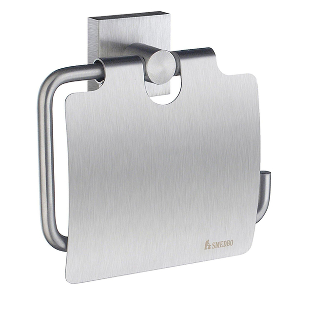 Smedbo House Toiletrolhouder - met klep - geborsteld chroom RS3414