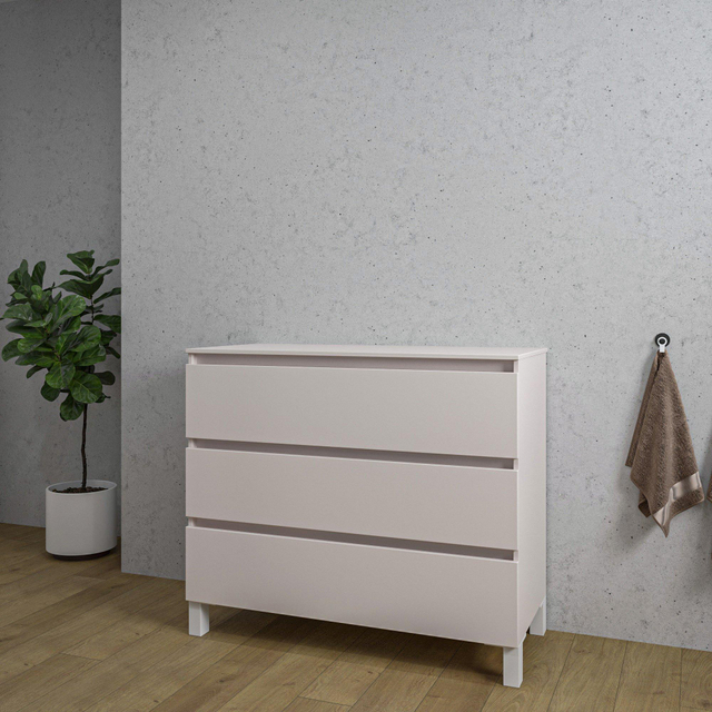 Adema Chaci PLUS Badkamermeubelset - 100x86x46cm - topblad - 3 lades - mat cotton (beige) SW1212804/SW892712