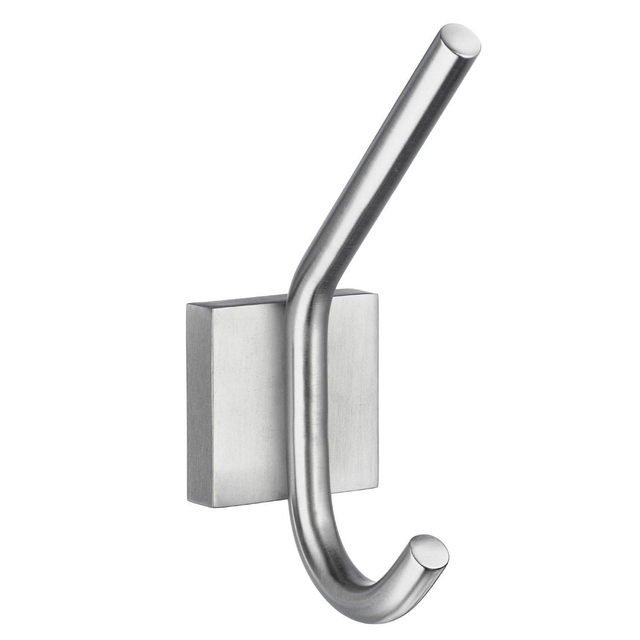 Smedbo House Handdoekhaak - vierkant - dubbel - geborsteld chroom RS358
