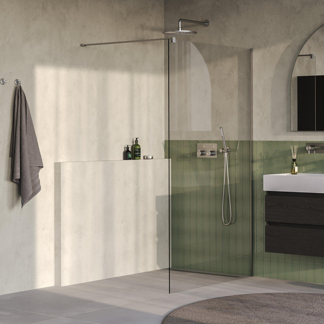 Brauer Oblivion Inloopdouche - 120x200cm - glascoating - helder glas - Geborsteld RVS PVD GS-OBI1H120200NG