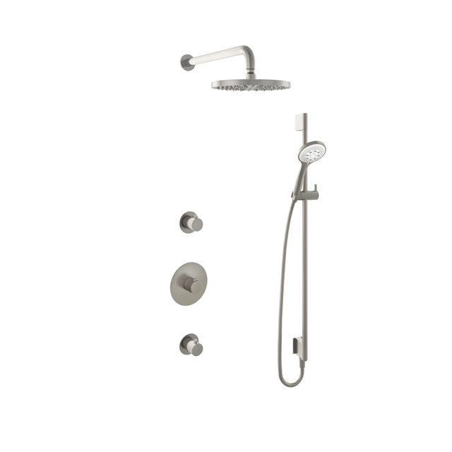 Hotbath Buddy IBS Regendoucheset - 35cm wandarm - 25cm ronde hoofddouche - 3 standen handdouche - glijstang - geborsteld nikkel IBS1GN147