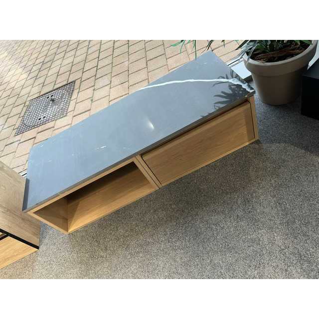 Brauer meubelset massief eiken - natuursteen blad 120cm - 120x47x13cm natuursteen blad - OUTLET UDEN 2230