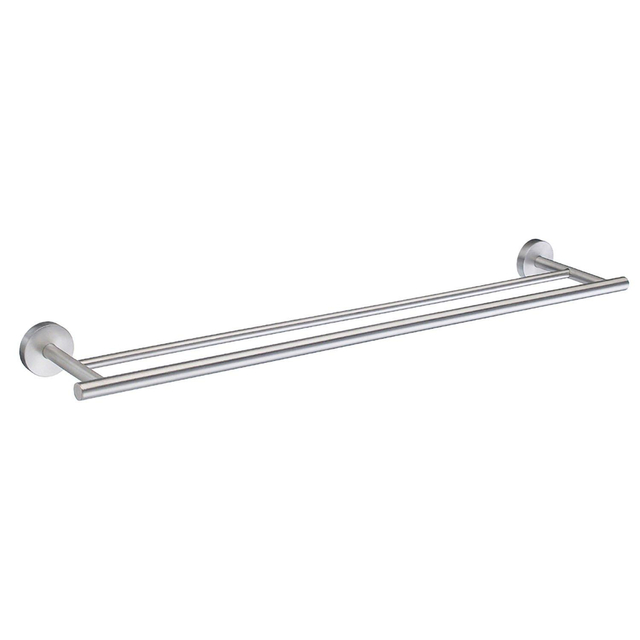 Smedbo Home Handdoekhouder - 65x12cm - dubbel - geborsteld chroom HS3364