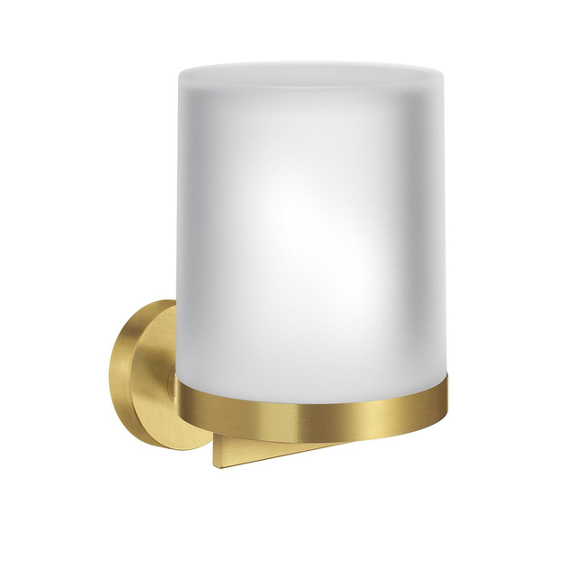 Smedbo Home Zeepdispenser - 150ml - wandmodel - geborsteld messing/mat glas HV361