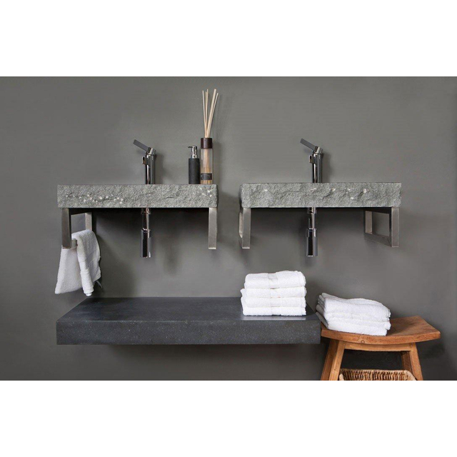 Forzalaqua Palermo wastafel 80.5x51.5x9cm Rechthoek 2 kraangaten Natuursteen Graniet gezoet 8010256