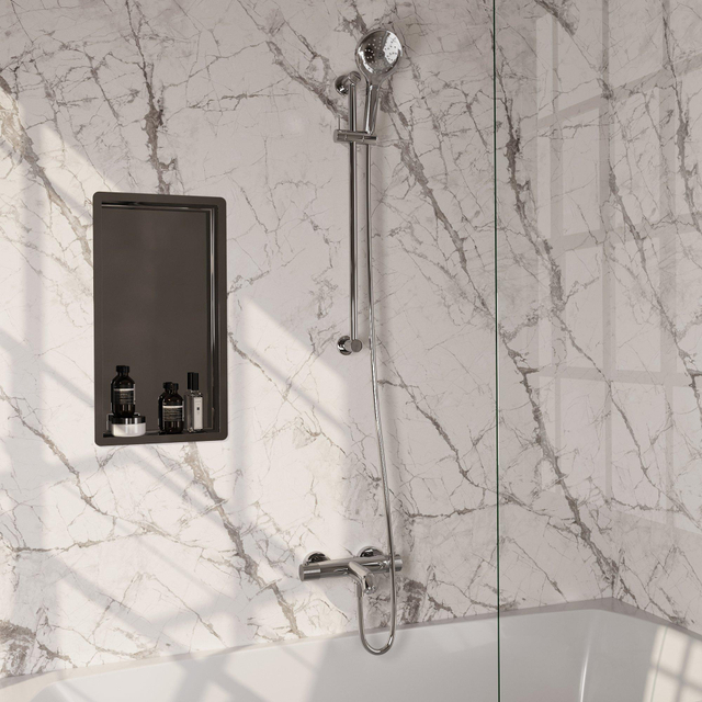 Brauer Chrome Carving Badkraan Opbouw - glijstang - 2 functies - 2 carving knoppen - handdouche rond 3 standen - chroom 5-CE-245